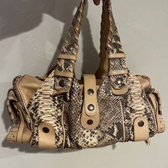 Chloe light beige leather and snakeskin bag - Picture 1 of 4